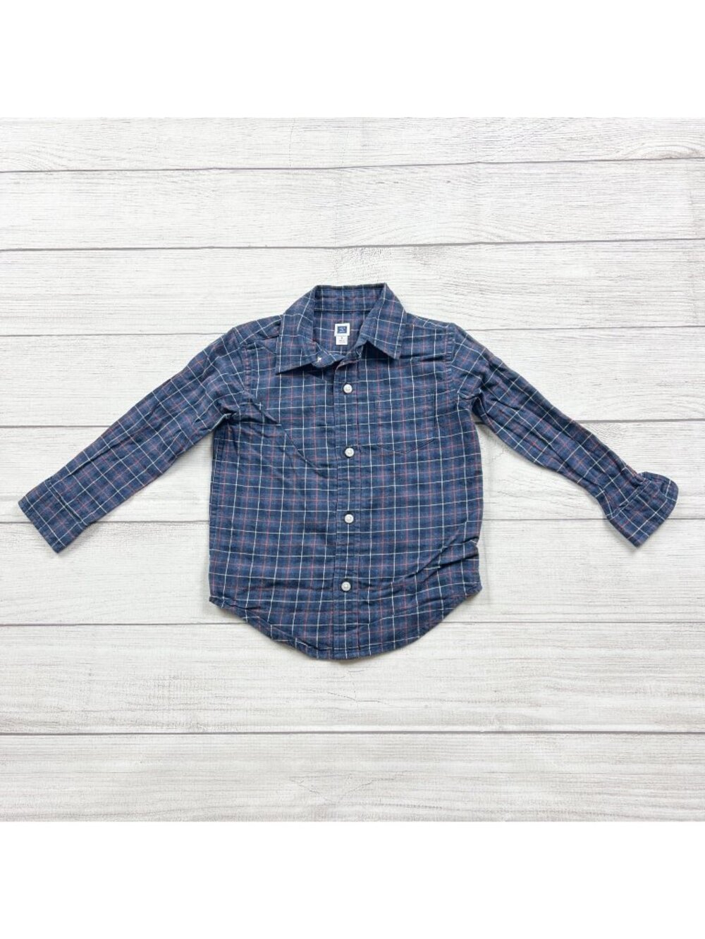 Janie And Jack Boys Plaid Long Sleeve Button Up Shirt Blue 3T